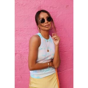 Wesley - Rivington Ribbed TankBlue Tie Dye Ribbed Tank Top - Size L